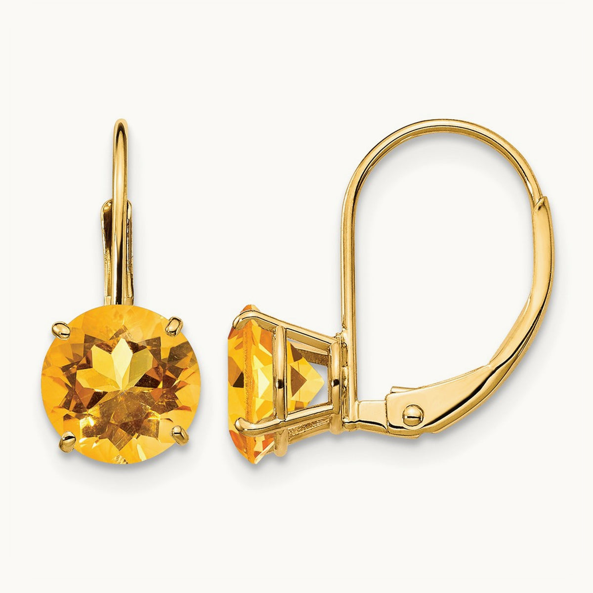 Citrine Leverback Earrings — 7mm