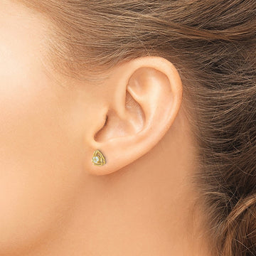 Aquamarine Post Earrings — 14K Yellow Gold