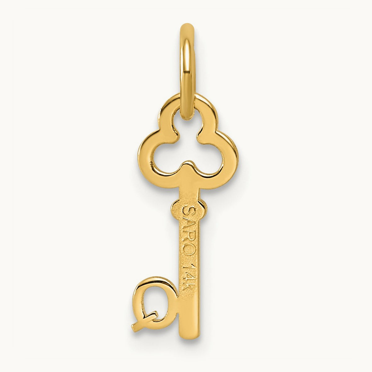 Key Letter Q Initial Charm, 14K