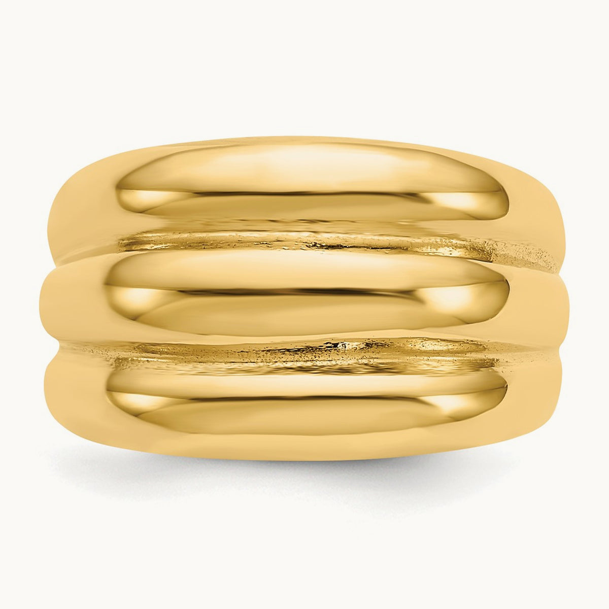 Polished Scalloped Dome Ring, 14K