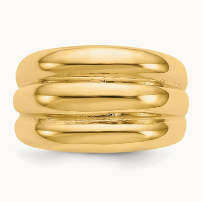 Polished Scalloped Dome Ring, 14K