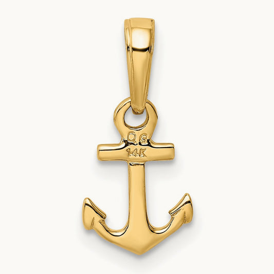 Mini Anchor Pendant — 14K Yellow Gold, 16mm