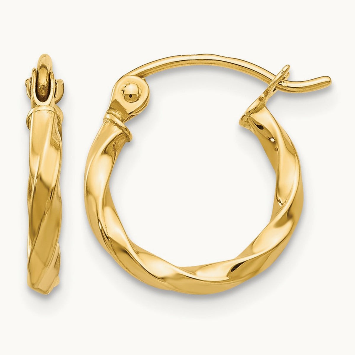 Twist Polished Hoop Earring — 10mm