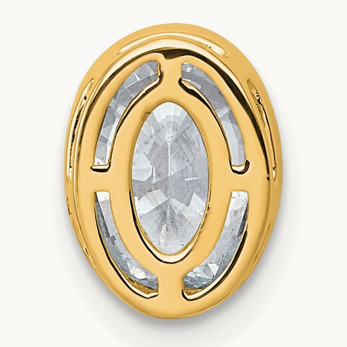 Oval Bezel Set Chain Slide Pendant, 0.25-3.00 ct tw Lab-Grown Diamond — 1 1/2 ct, 14K Yellow Gold