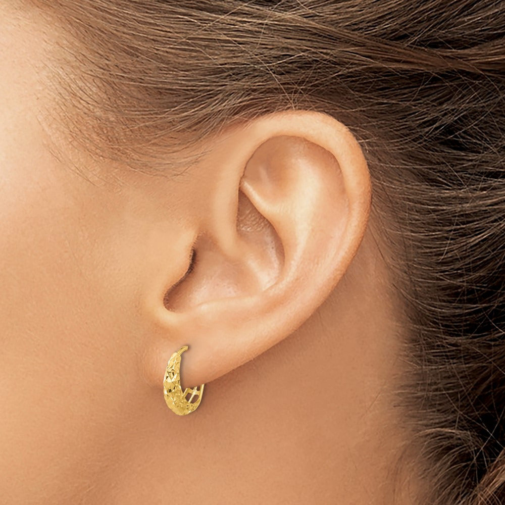 Polished Diamond-cut Hoop Earrings — photo set