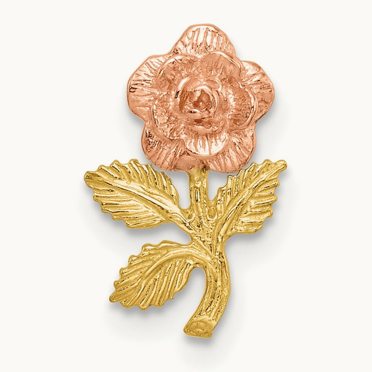 Textured Rose Slide Pendant, 14K Two-tone