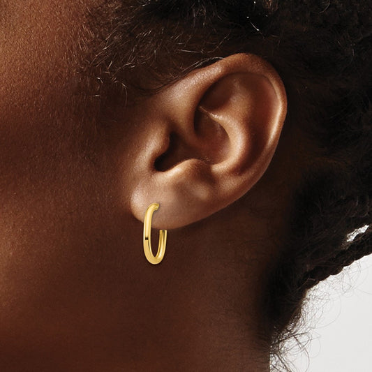 Polished Oval Post J-Hoop Earrings — 14K Yellow Gold, 2.0mm