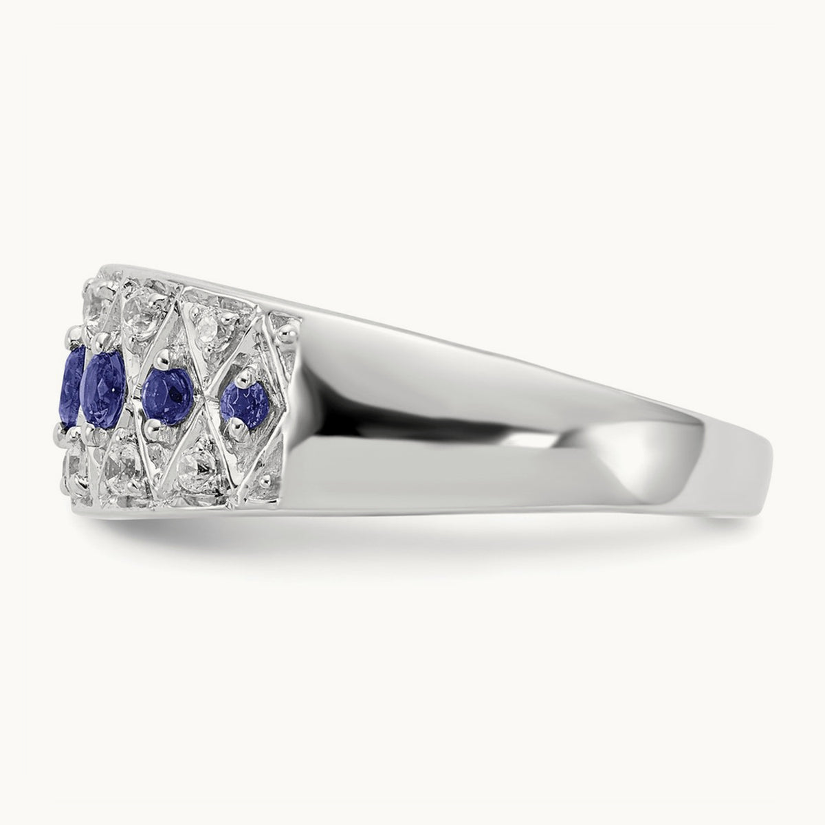 Created Sapphire Ring, 0.20 ct tw Lab-Grown Diamond