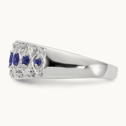 Created Sapphire Ring, 0.20 ct tw Lab-Grown Diamond