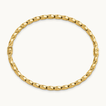 Twisted Hinged Bangle, 3.20mm, 14K Gold
