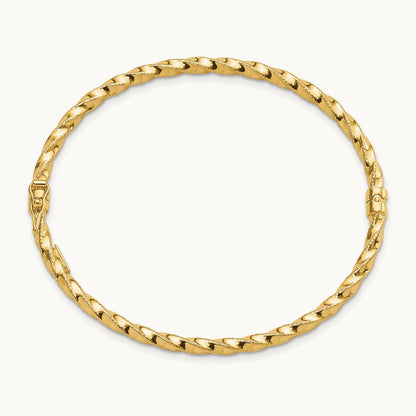 Twisted Hinged Bangle, 3.20mm, 14K Gold