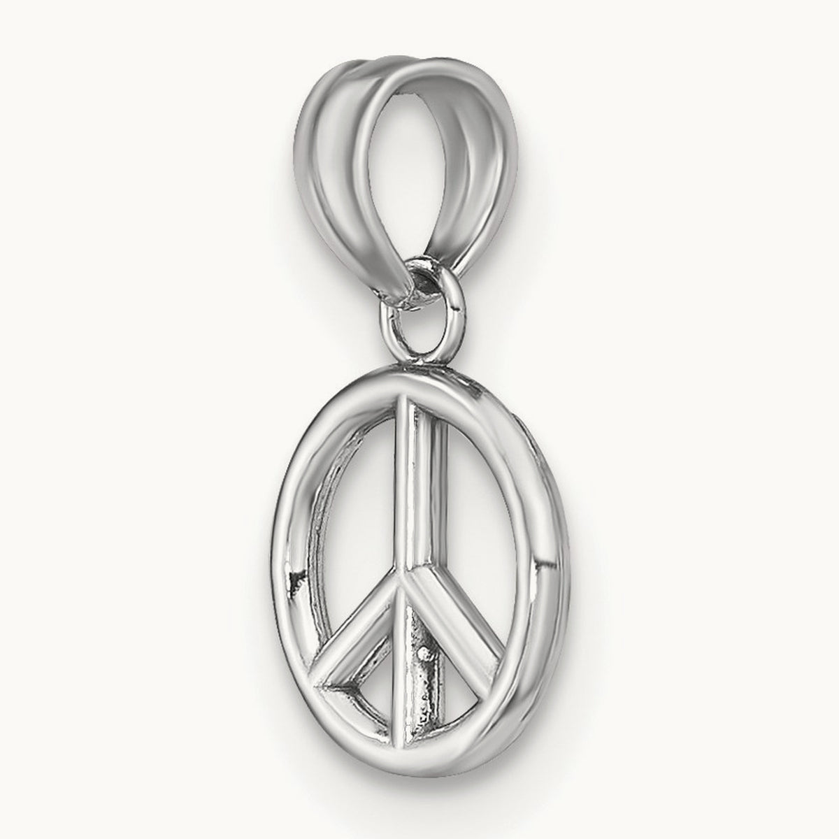 3-D Peace Symbol Charm — 14K White Gold, 14mm