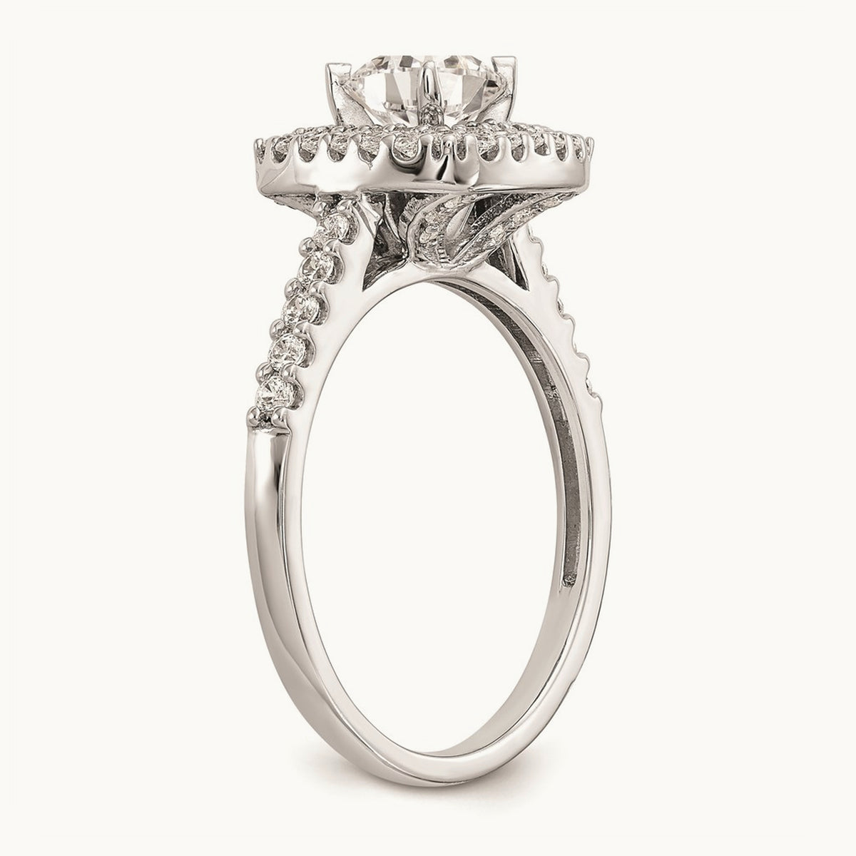 Semi-Mount Double Cushion Halo Engagement Ring, 0.50 ct tw