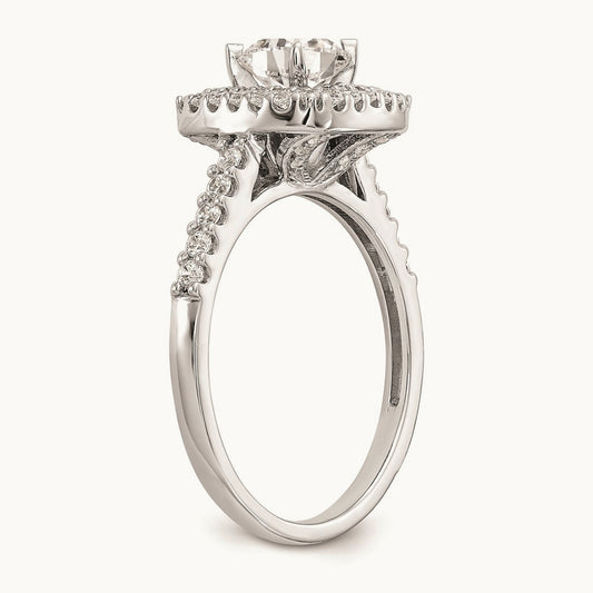 Semi-Mount Double Cushion Halo Engagement Ring, 0.50 ct tw