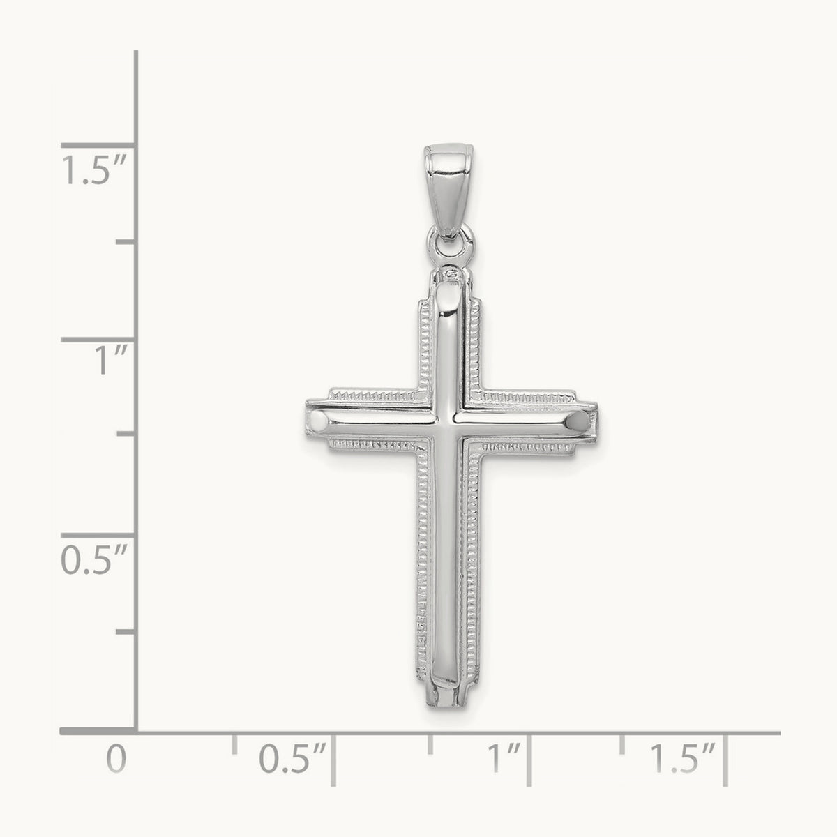 Polished Cross Pendant — 14K White Gold