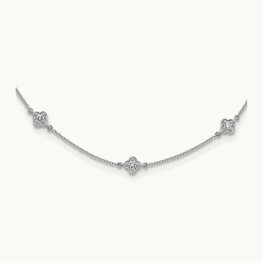 9 Station Necklace, 0.50 ct tw Lab-Grown Diamond — 14K White Gold