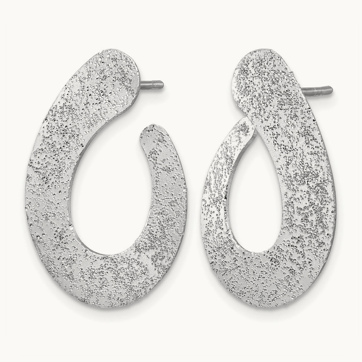 SS RH-plated Radiant Essence Textured Teardrop Post Earrings — Leslie's