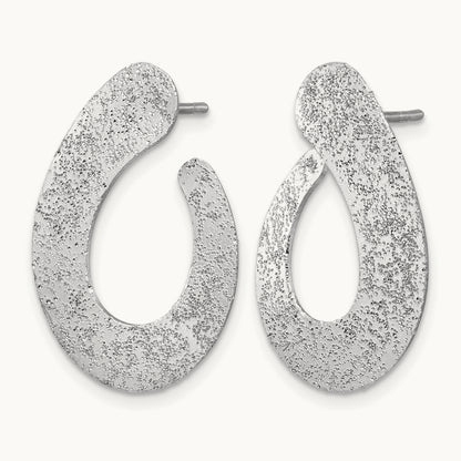 SS RH-plated Radiant Essence Textured Teardrop Post Earrings — Leslie's