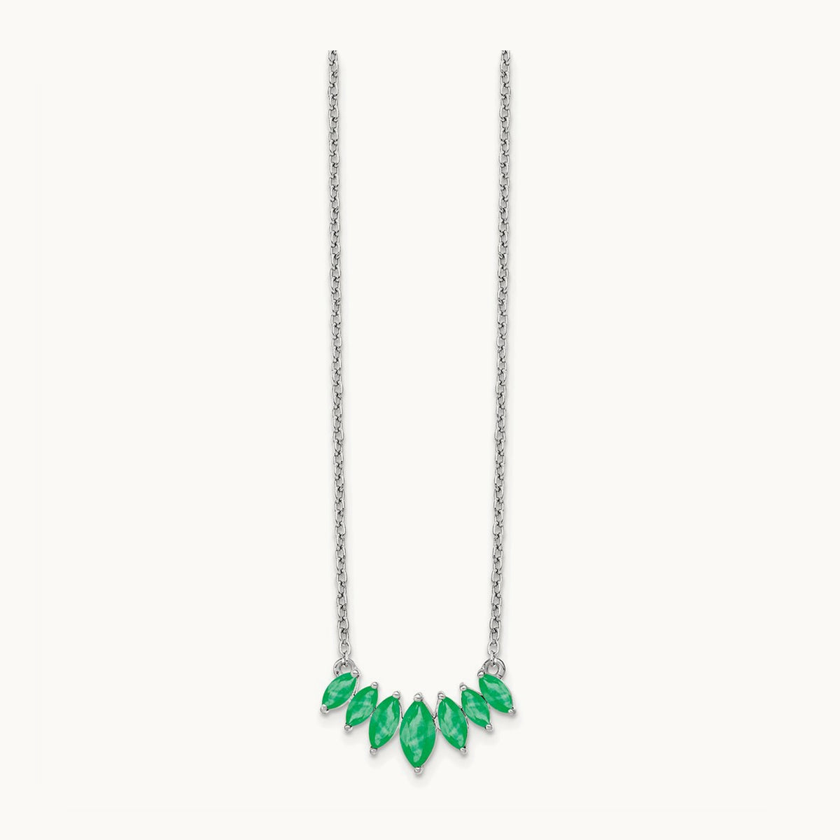 Marquise Emerald 18 inch Necklace, 14K White Gold