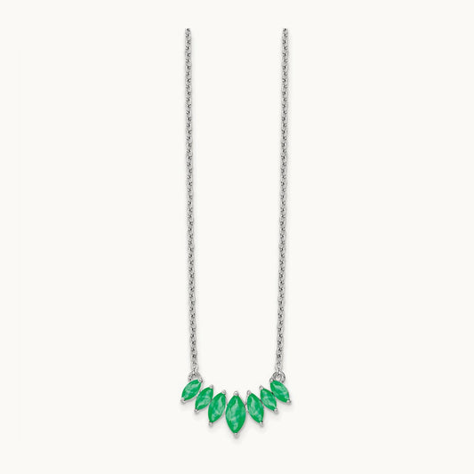 Marquise Emerald 18 inch Necklace, 14K White Gold