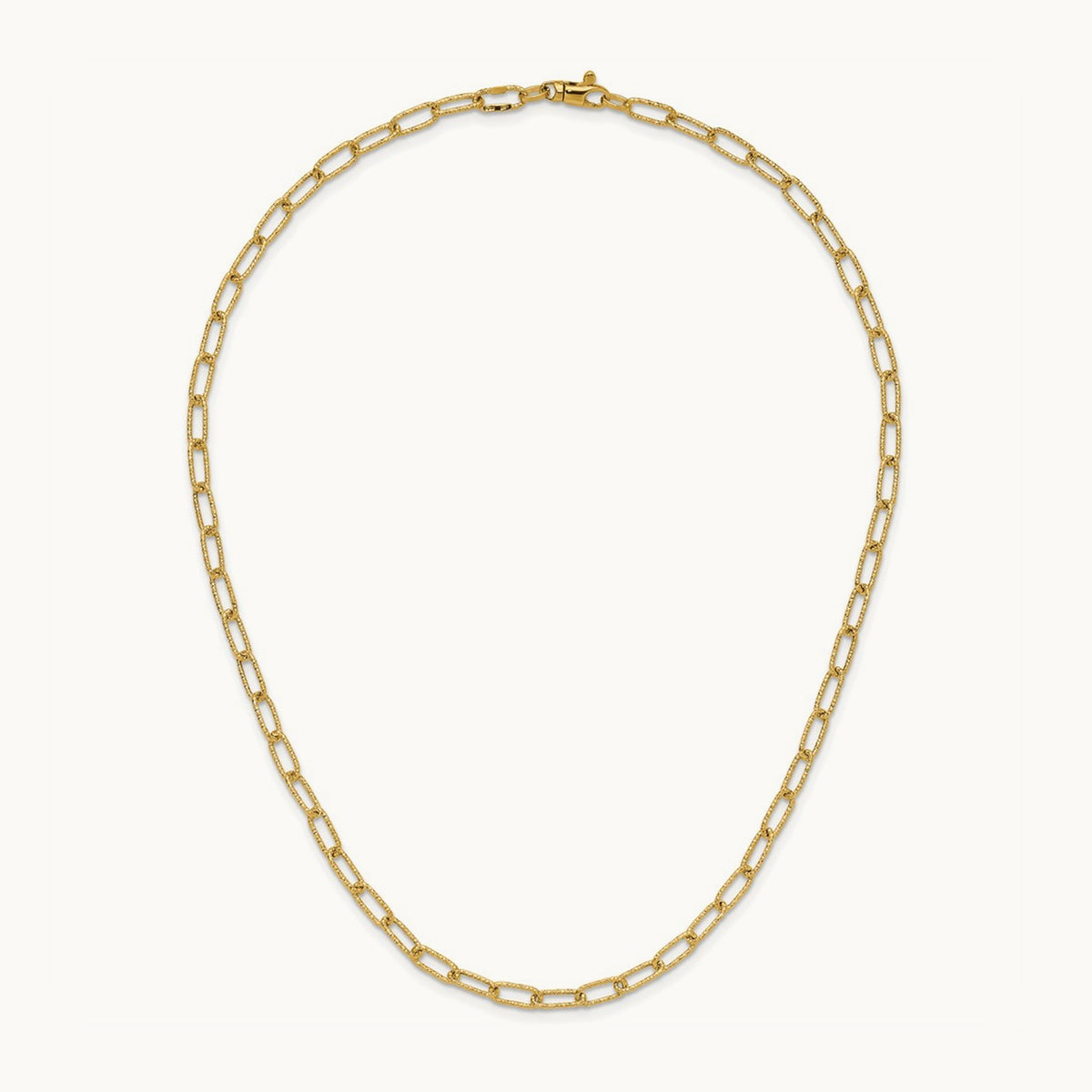 Textured Open Link Necklace, 14K