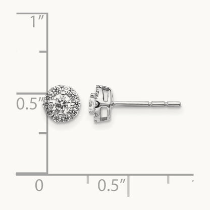 Diamond Cluster Post Earrings, 14K White Gold