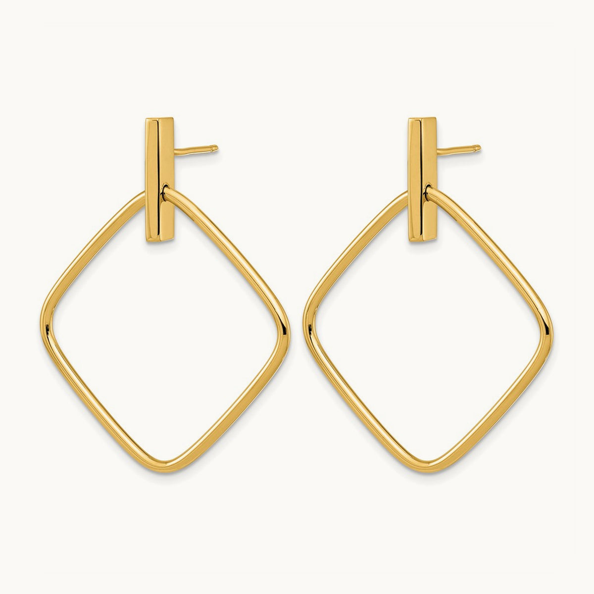 Polished Square Post Dangle Earrings, 14K — Leslie's