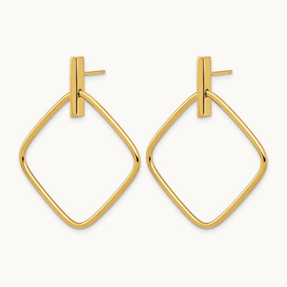 Polished Square Post Dangle Earrings, 14K — Leslie's