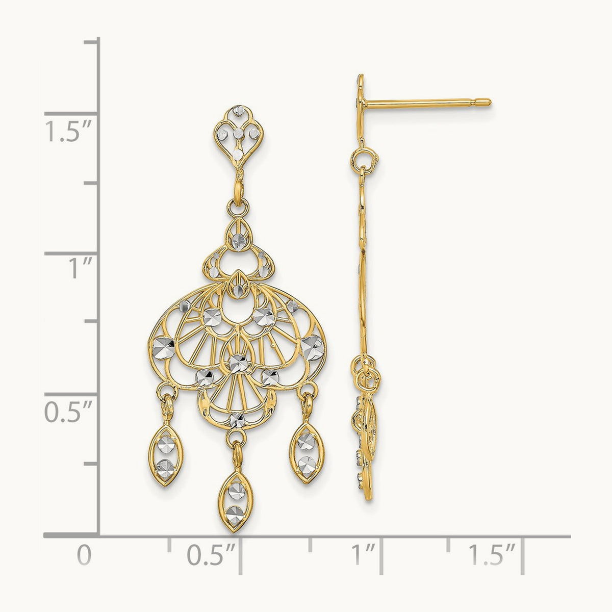 w/Rhodium D/C Chandelier Fancy Earrings, 14K