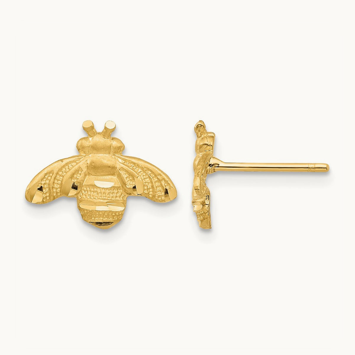 D/C Bee Post Earrings, 14K