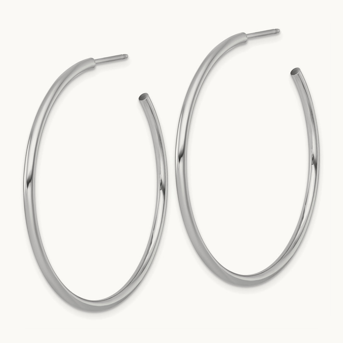 2.0 x Polished Post Hoop Earrings — 14K White Gold