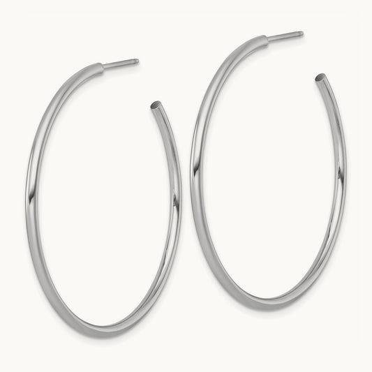 2.0 x Polished Post Hoop Earrings — 14K White Gold