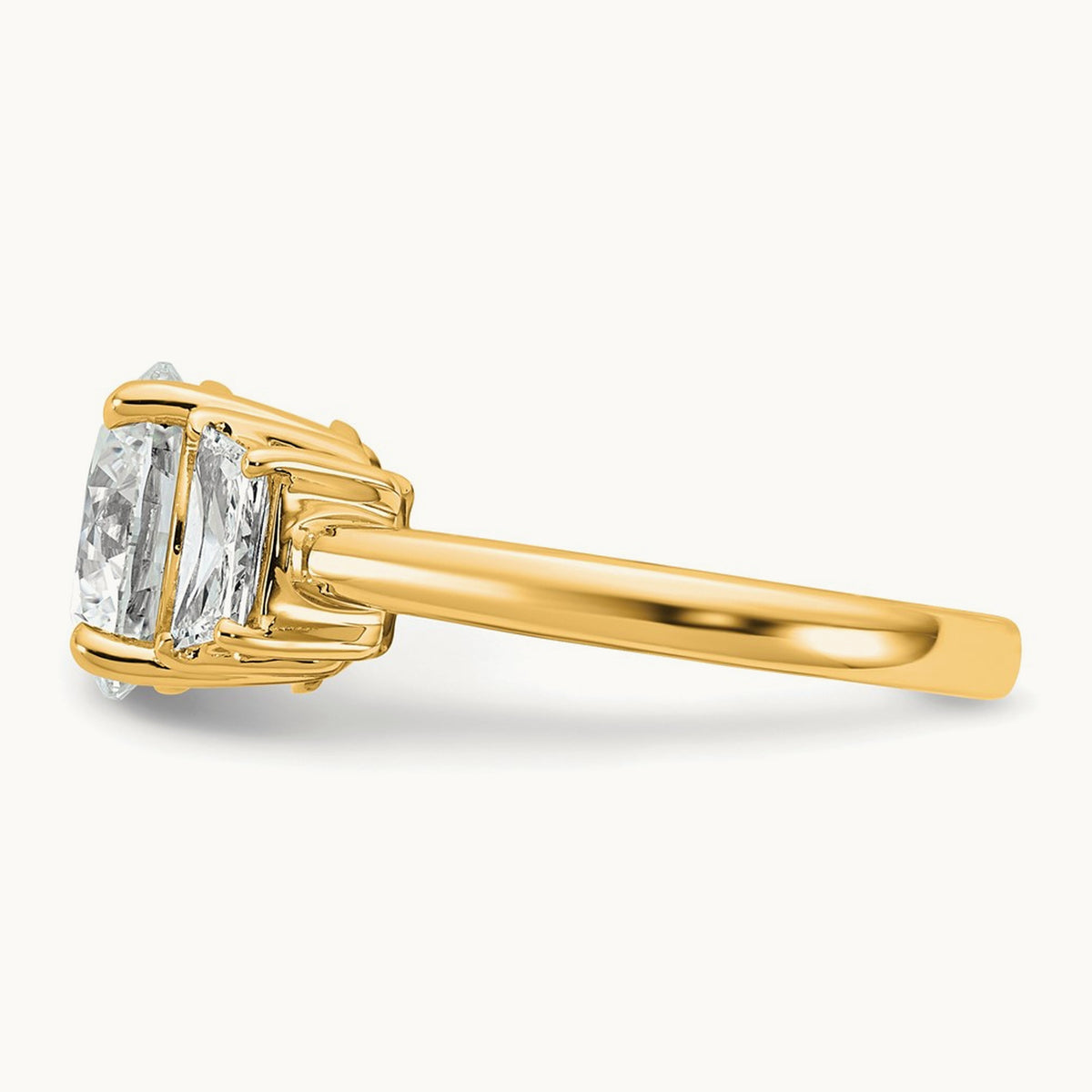 Trapezoid Sidestones Engagement Ring, 0.25-3.75 ct tw Lab-Grown Diamond — 3 3/4 ct, VS (Best) · Certified, 14K Yellow Gold