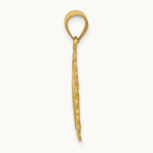 Solid Satin Polished Scorpio Zodiac Oval Pendant, 14K
