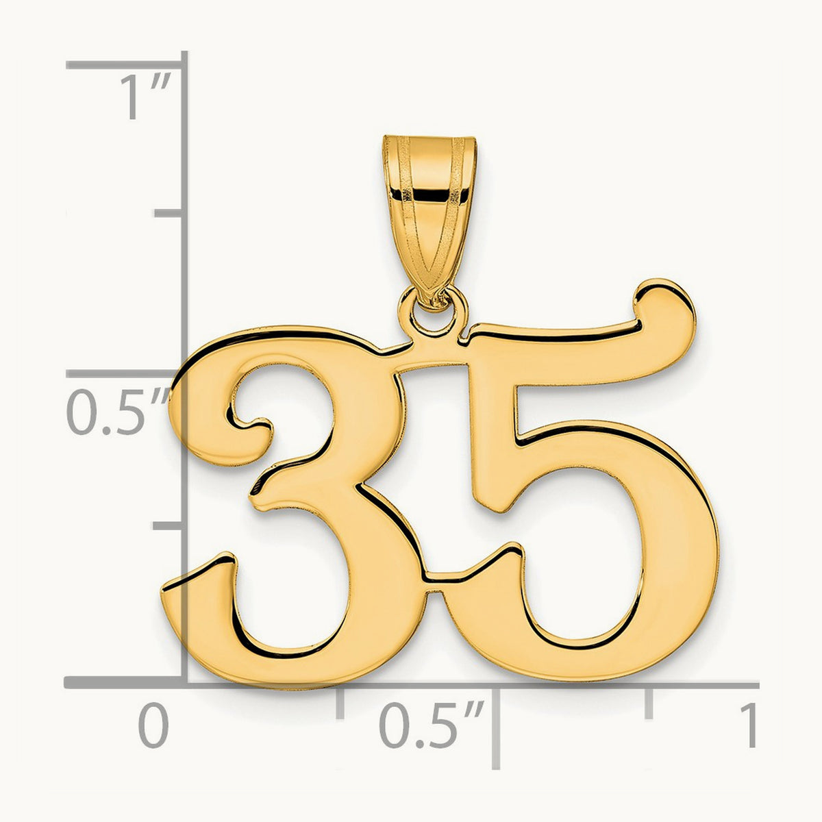Polished Number 35 Pendant, 14K