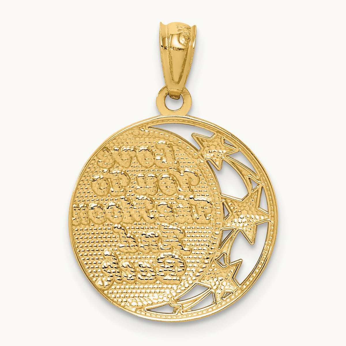 w/ Rhodium LOVE YOU TO THE MOON AND BACK Pendant, 14K