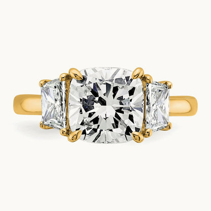 Cushion & 1/2 Moon Engagement Ring, 1.25-3.75 ct tw Lab-Grown Diamond — 3 3/4 ct, 14K Yellow Gold