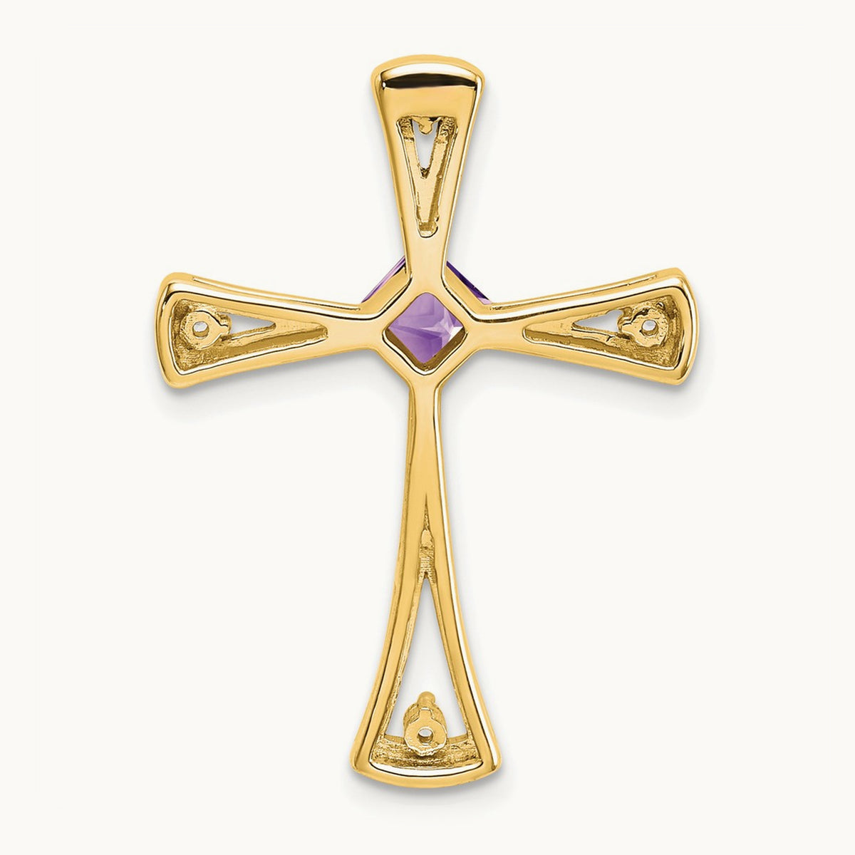 Amethyst and Diamond Cross Chain Slide — 14K Yellow Gold