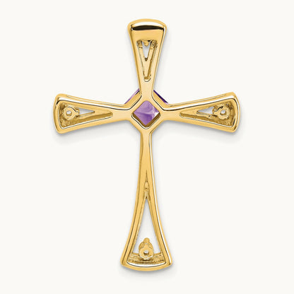 Amethyst and Diamond Cross Chain Slide — 14K Yellow Gold