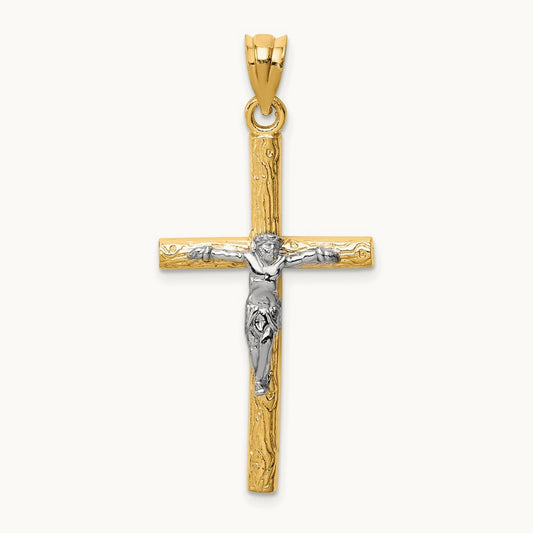 Crucifix Pendant, 14K Two-tone