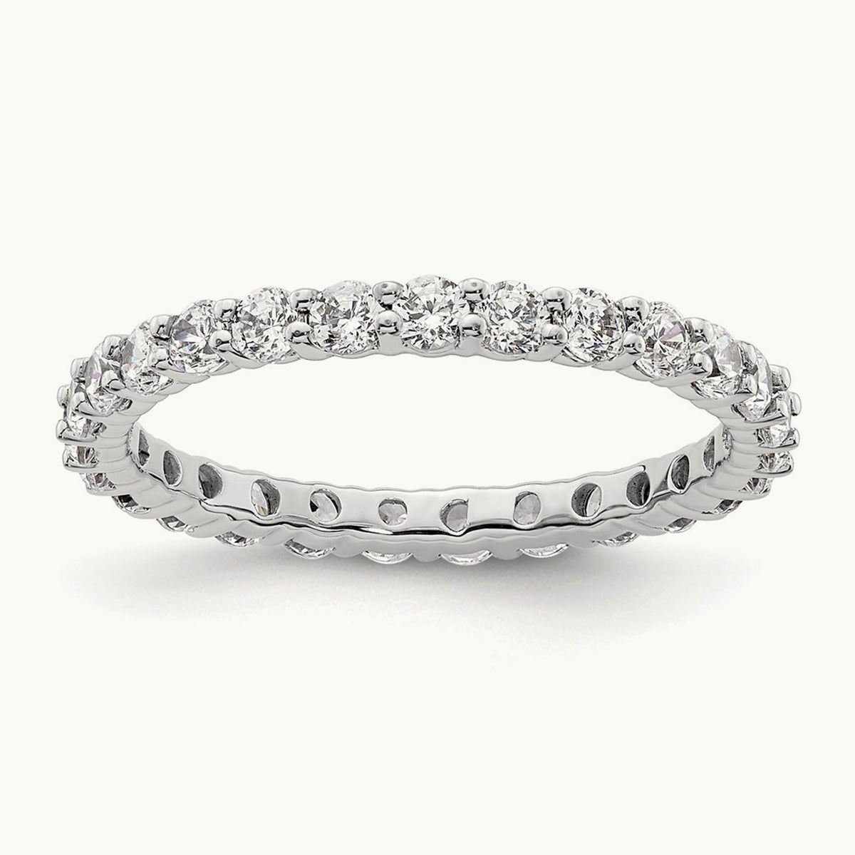 Polished Shared Prong Diamond Eternity Band — 14K White Gold, 0.999 ct