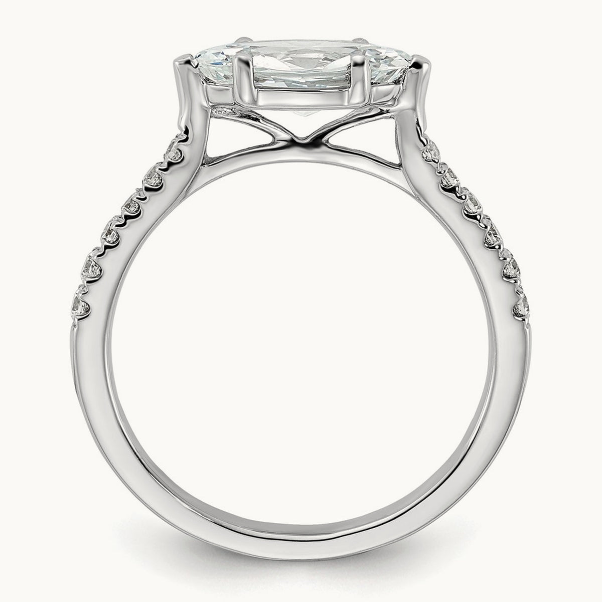 East West 1ct Marquise Semi-Mount Eng. Dia Ring, 14K White Gold