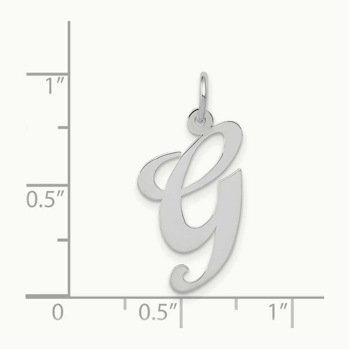 Large Fancy Script Initial Charm — 14K White Gold, G