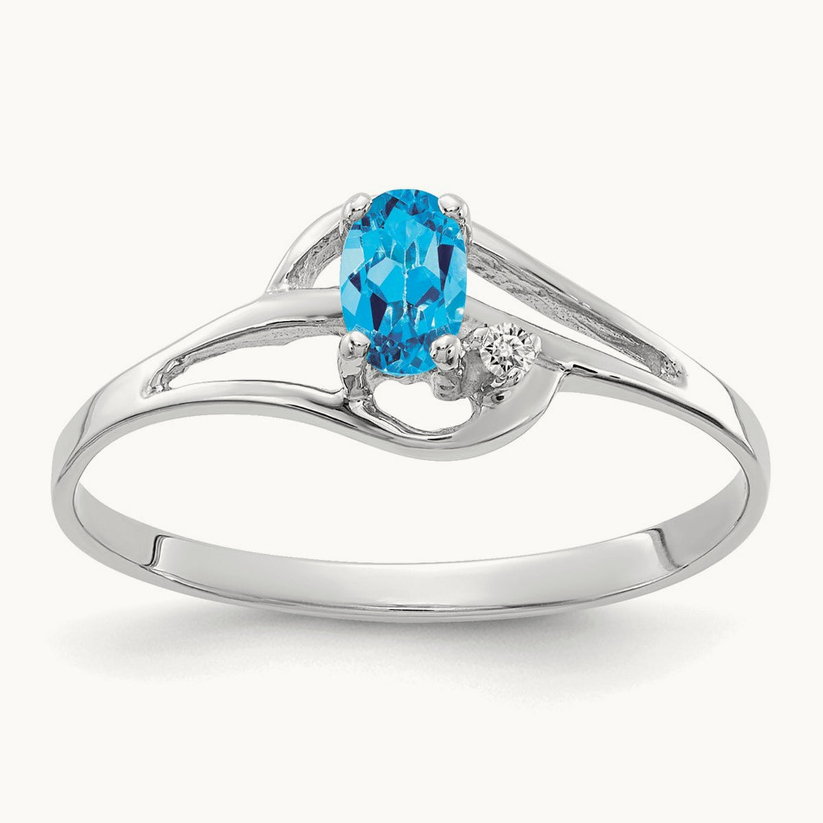 Blue Topaz Diamond Ring, 14K White Gold