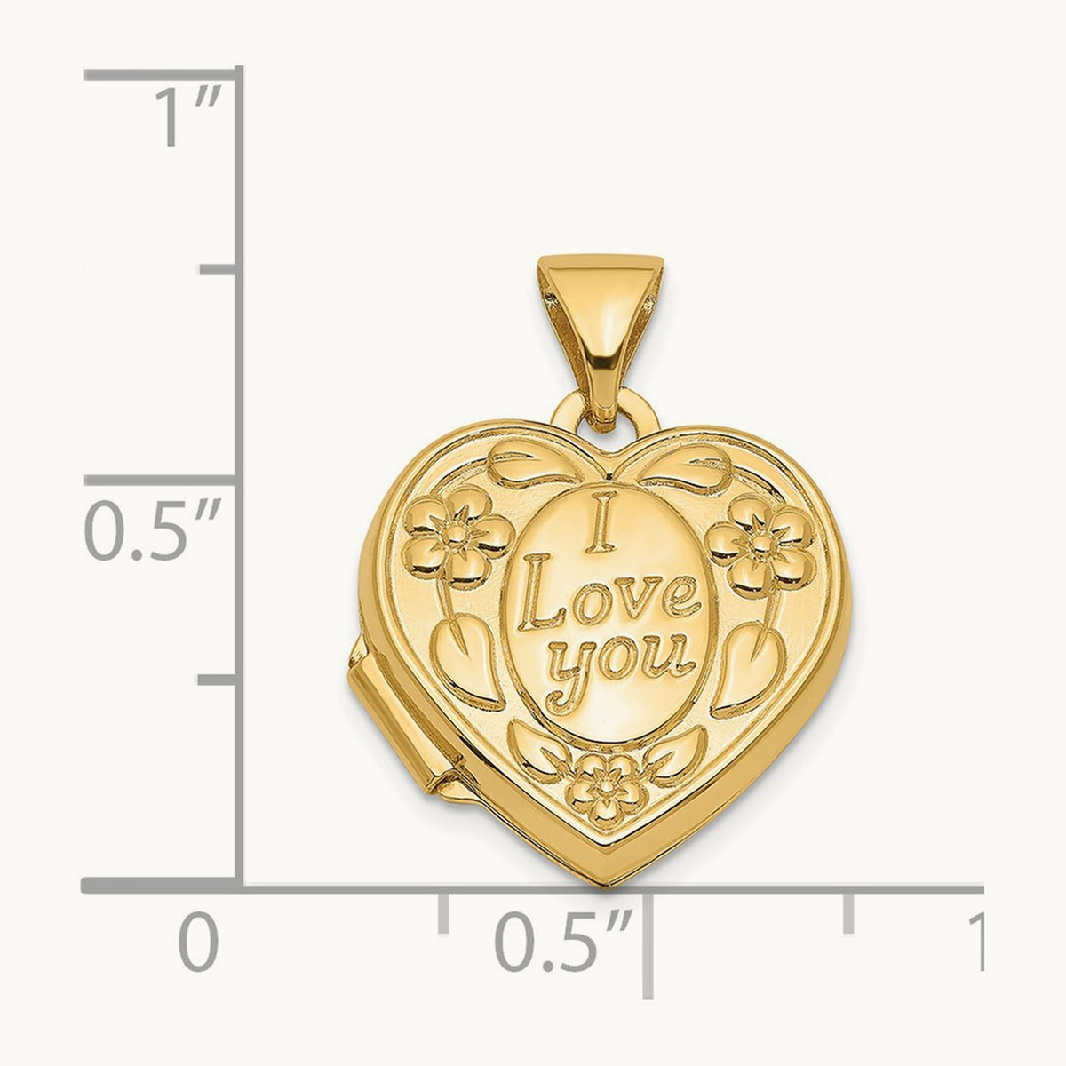 Floral I LOVE YOU Heart Locket, 14K