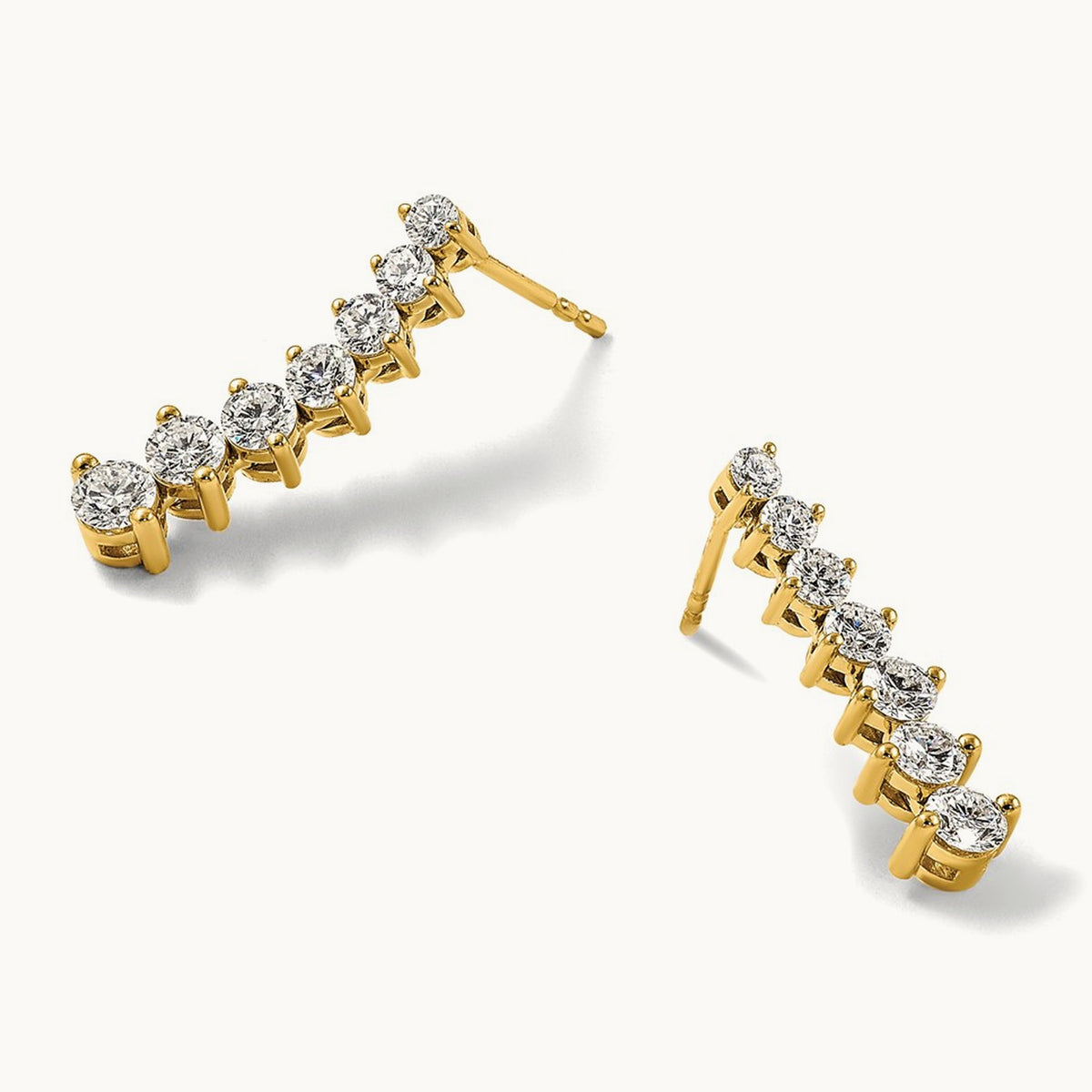 Graduating Drop Post Earrings, 1.50 ct tw Lab-Grown Diamond — 14K Yellow Gold