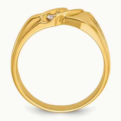 IBGoodman Men's Polished and Grooved 3-Stone Diamond Ring, 14K