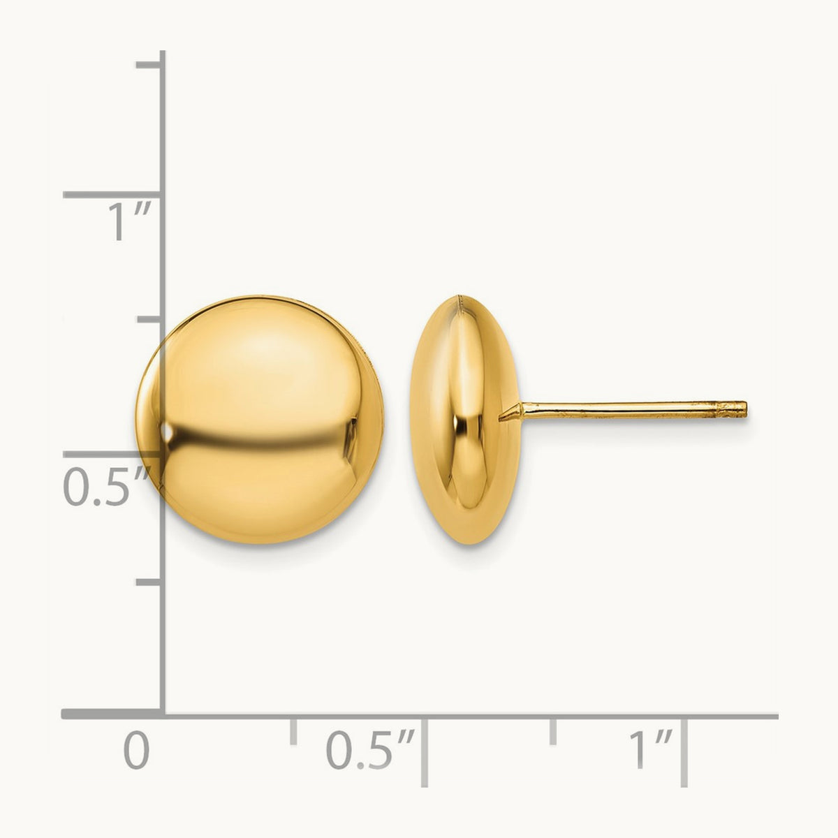 Polished Button Post Earrings — 14K Yellow Gold, 12mm