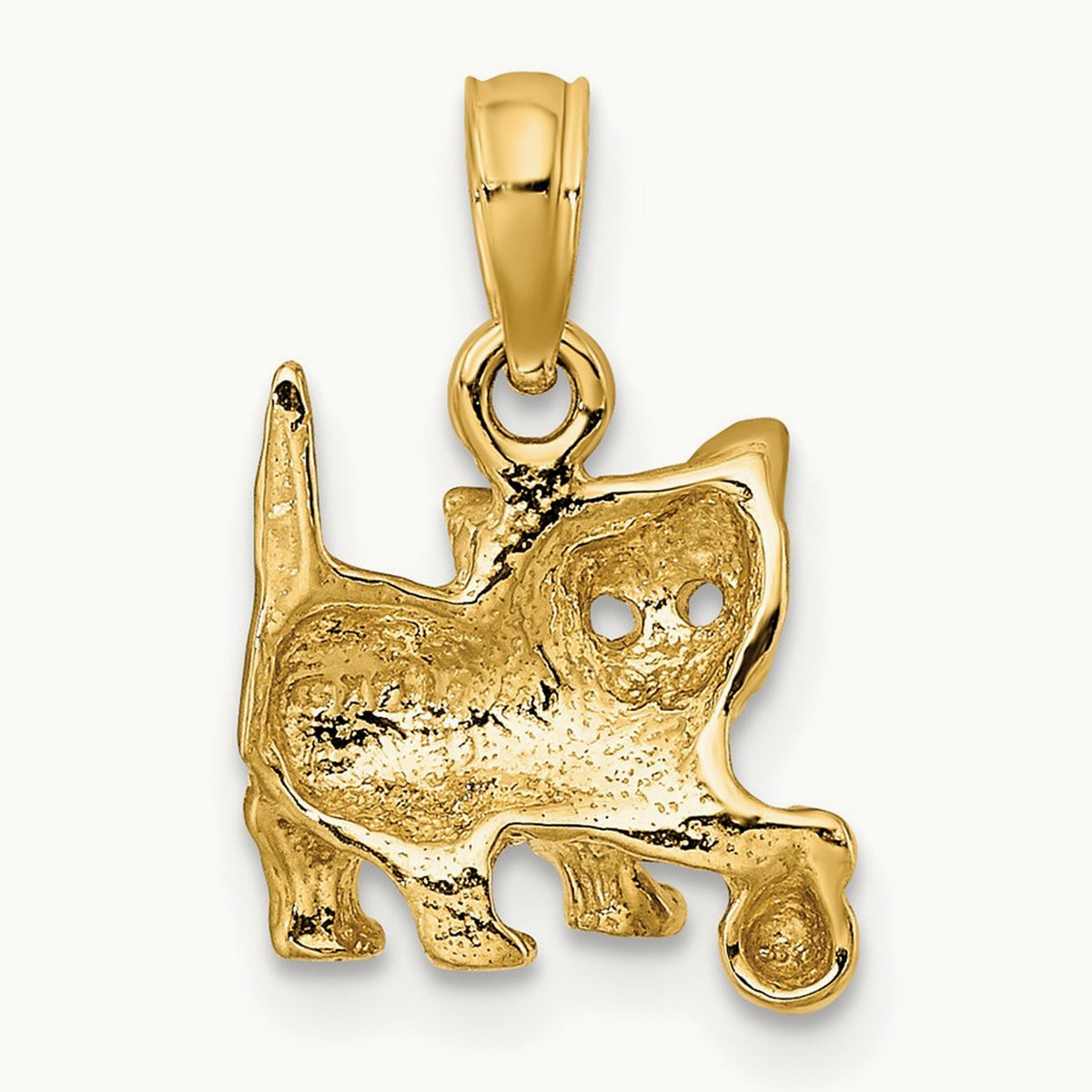 Cat with Ball Charm, 14K