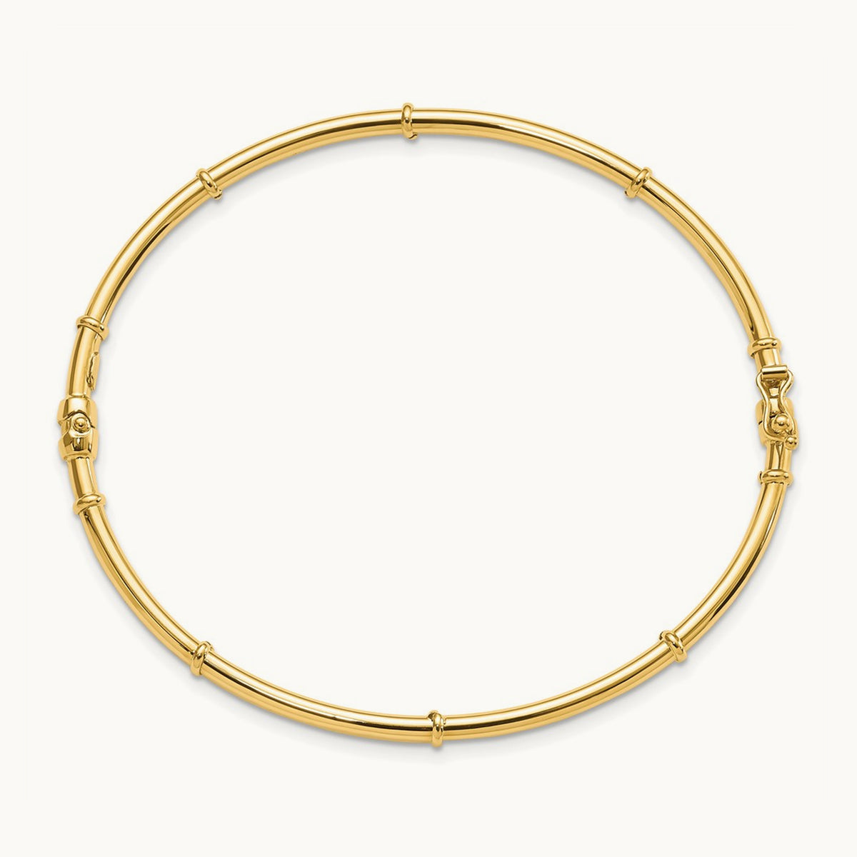 Polished Fancy Hinged Bangle, 14K